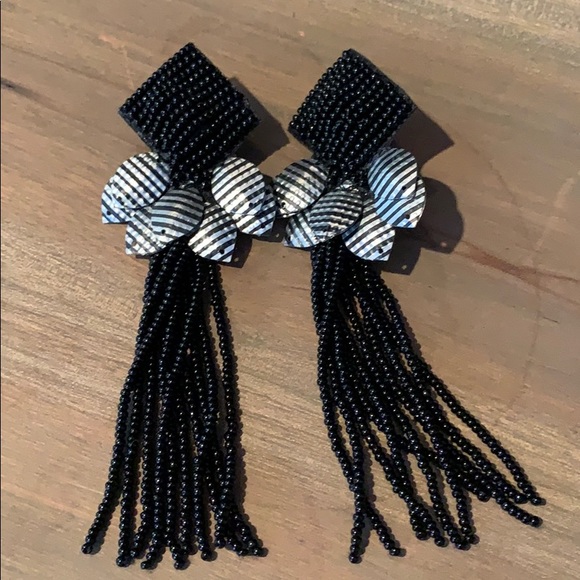 Anthropologie Jewelry - Anthropologie Black & Silver Beaded Earrings
